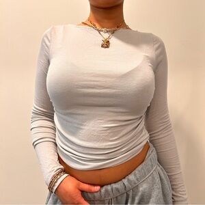 thin gray long sleeve